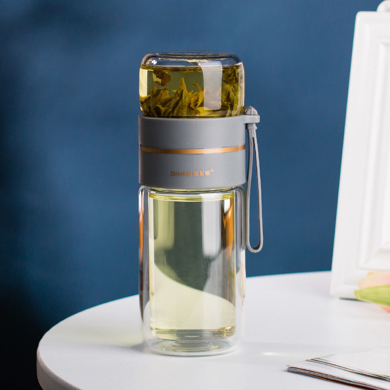Insulated Reusable Water Bottle with Built-in Tea Infuser for Hot & Cold Beverages