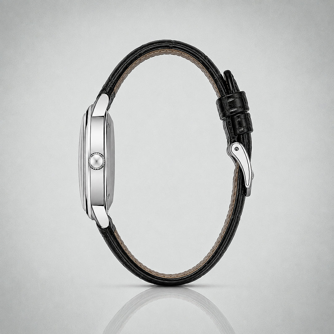 1957 Mid Century watch from London, England — EPOCH (case detail)