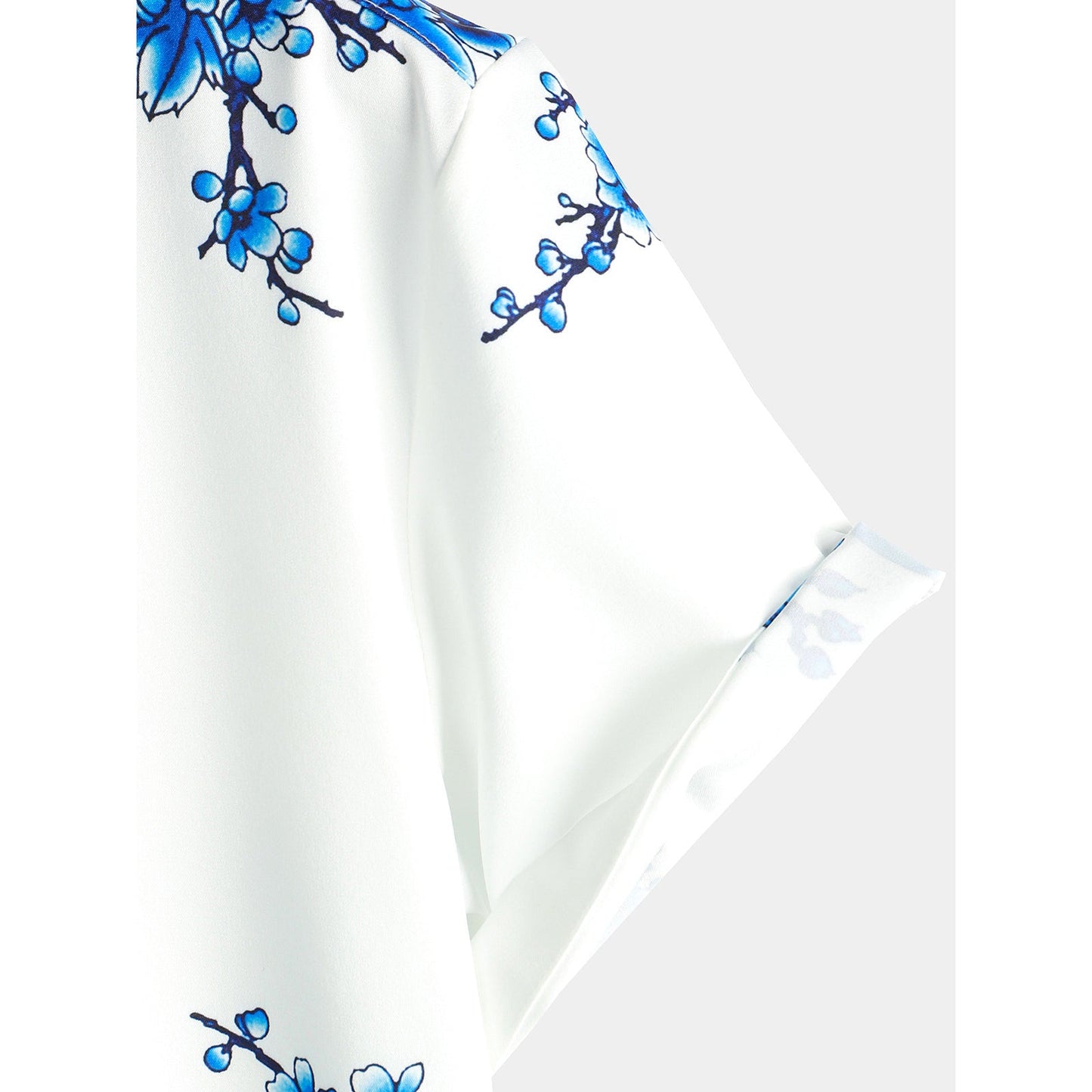 Men's Blue Floral Printed Button Up Casual Short Sleeve Shirt