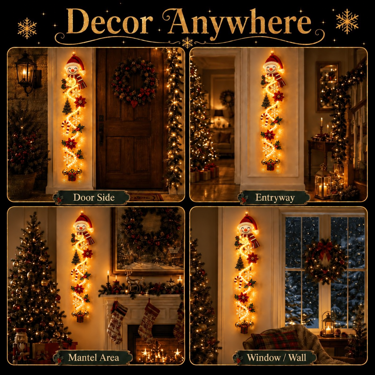 Last Day 49% OFF – MerryCascade Glowing Christmas Door Hanger | 6 Festive Light Designs