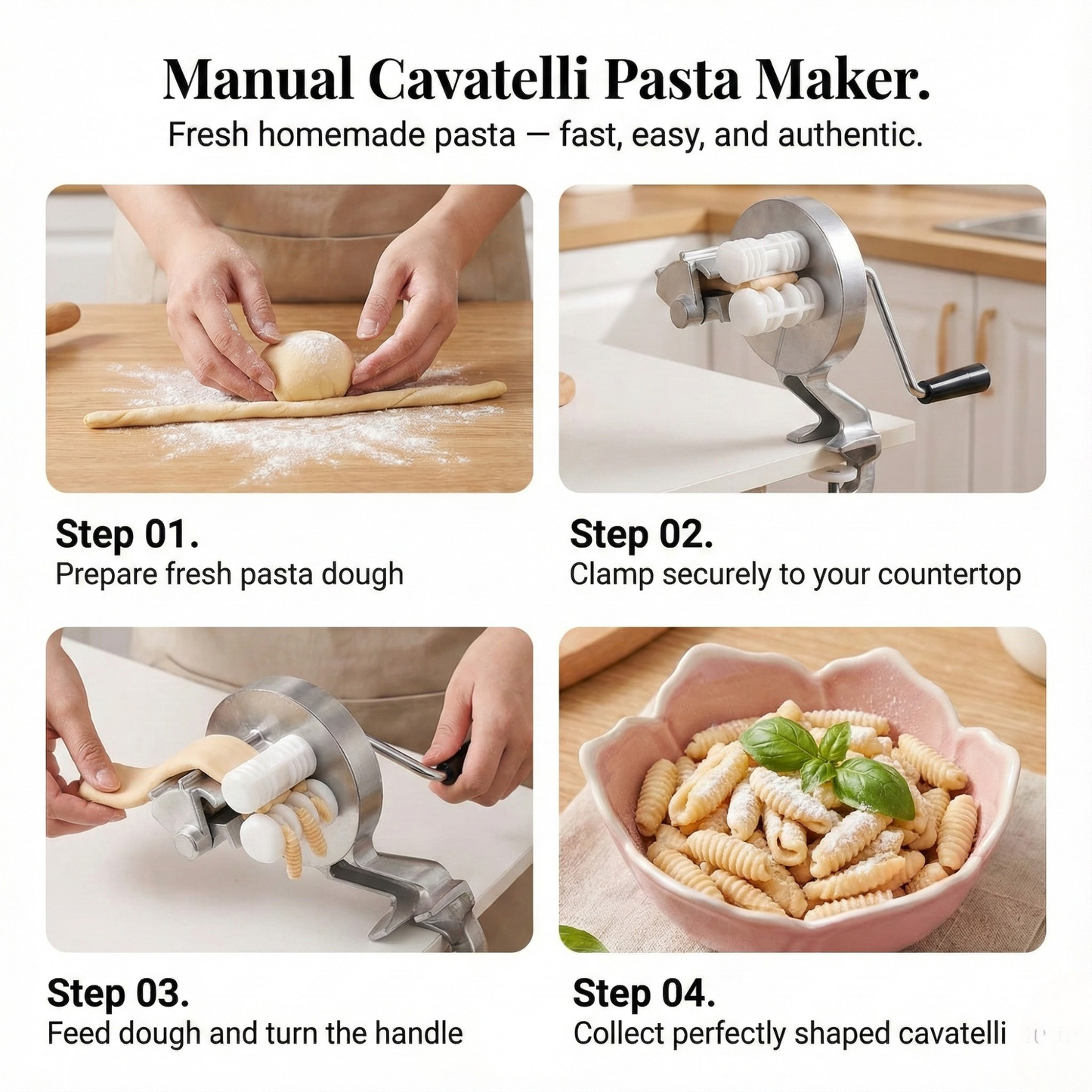 Manual Cavatelli Pasta Maker with Table Clamp