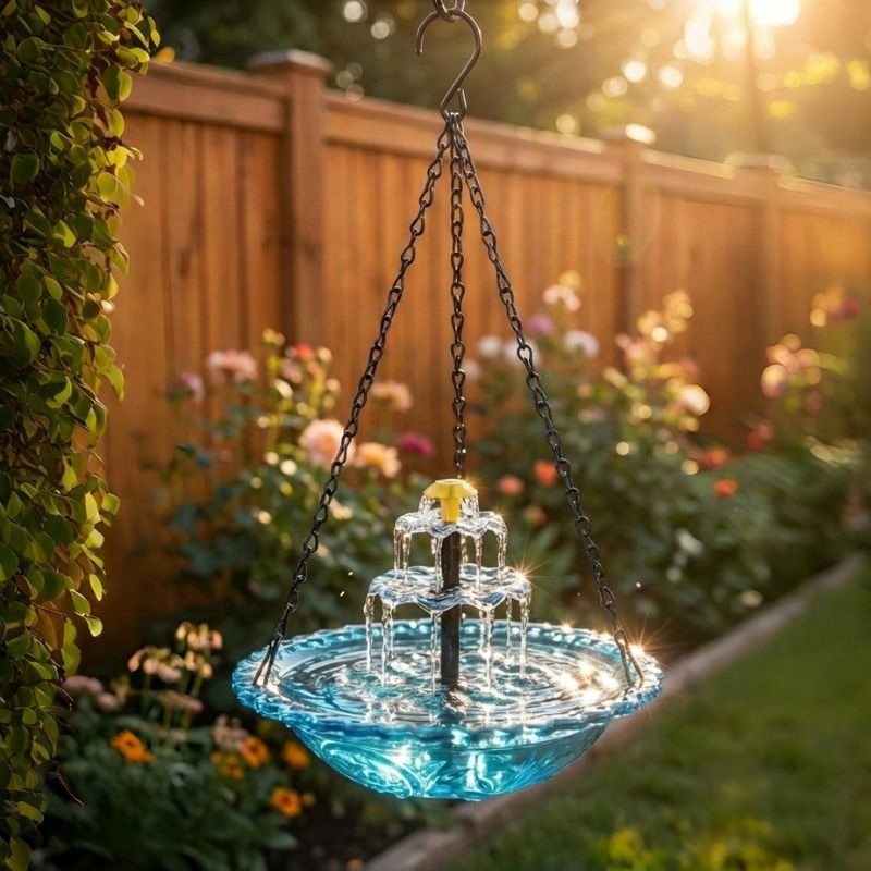 Bower – Solar Cascade Hanging Bird Bath Fountain + 50% OFF