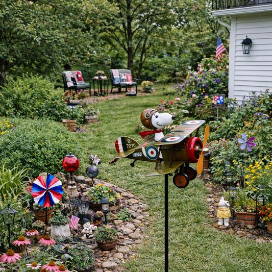 Airplane Garden Wind Spinner - Snoopy outdoor decor