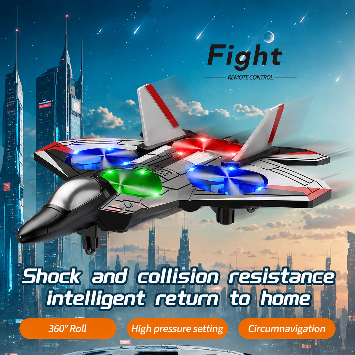 Kids RC flying toy, durable EVA foam fighter jet with multiple flying modes