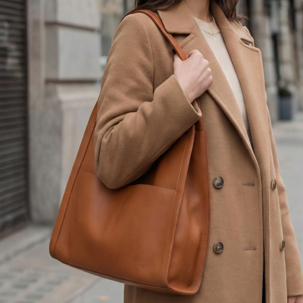 CARESSA™ – Soft Leather Multi Pocket Shoulder Bag