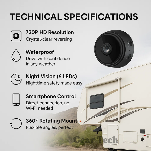 Night Vision HD Wireless Backup Camera for RVs, Trucks, and Trailers