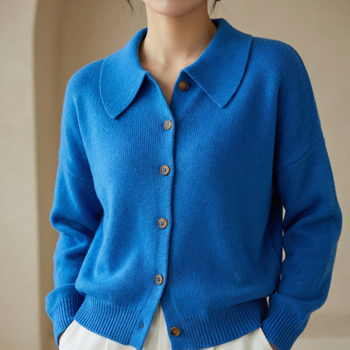 Collete™- Soft Knit Cardigan With Peter Pan Collar