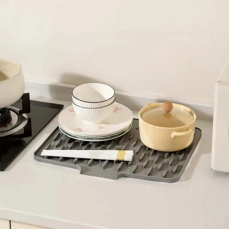 HydroShield Mat — Silicone Dish Drying Mat with Drain Design