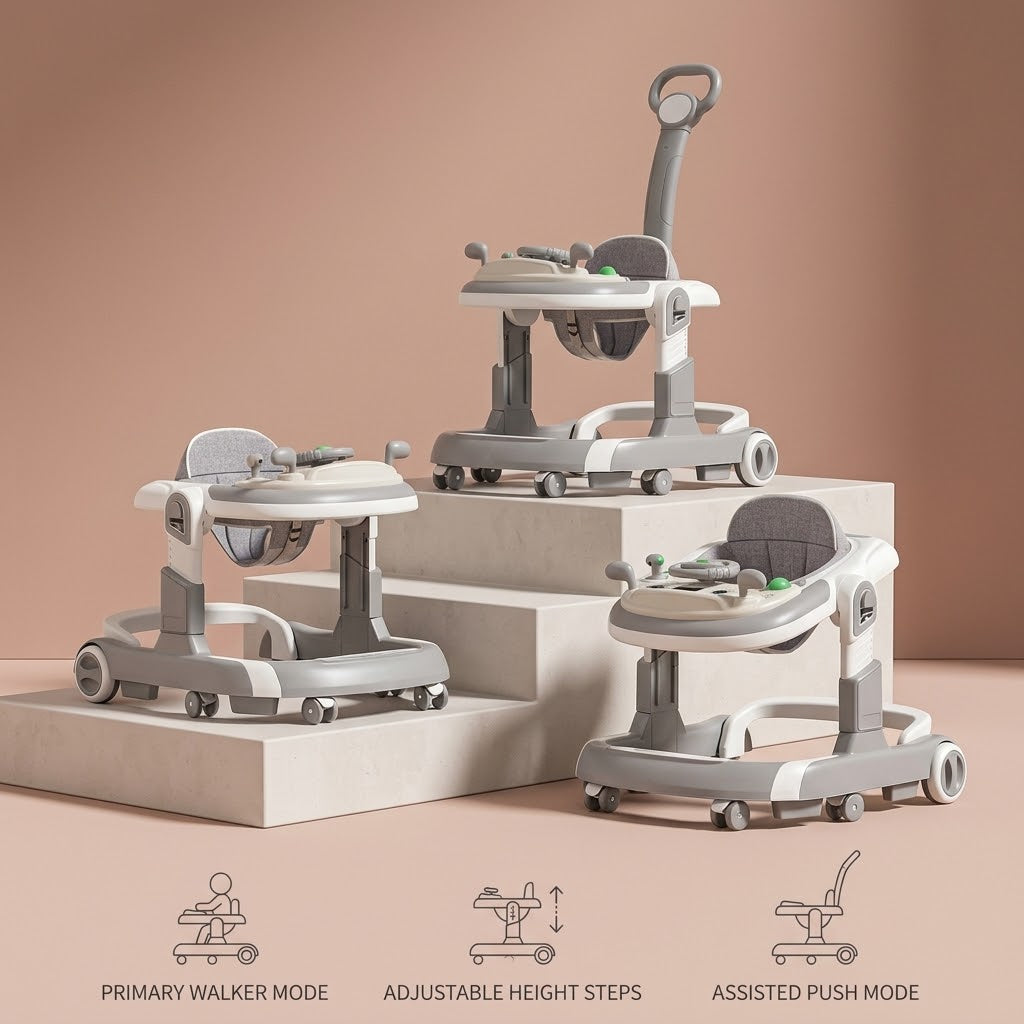 Foldable Baby Walker Anti-Rollover Music | The Glide-Safe Pilot