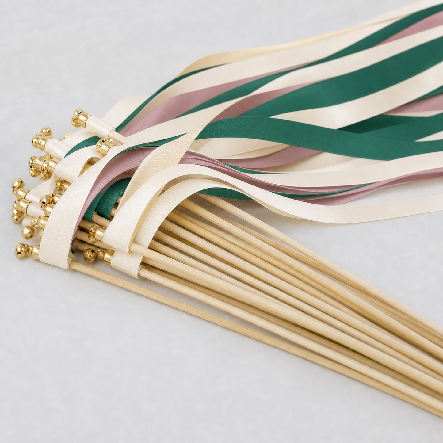 Handmade Woodland Wedding Send-Off Wands - Cream, Hunter and Antique Mauve
