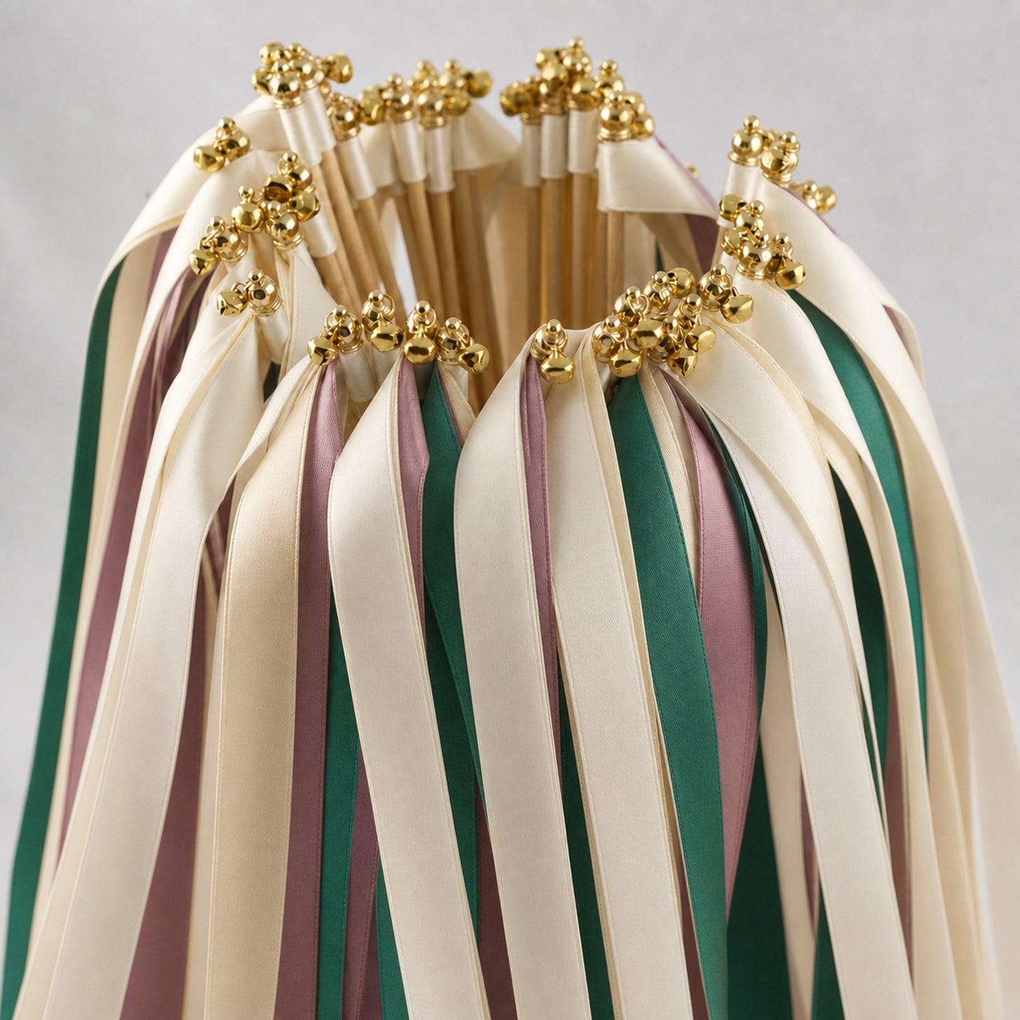 Handmade Woodland Wedding Send-Off Wands - Cream, Hunter and Antique Mauve