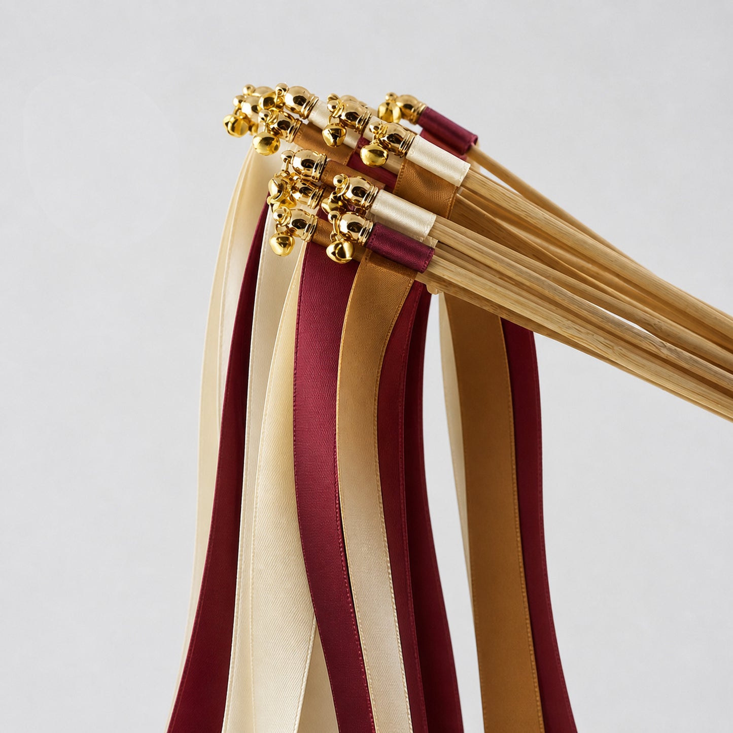 Ivory, Burgundy and Toffee Handmade Ribbon Wands - Burgundy Toffee Wedding Send-Off