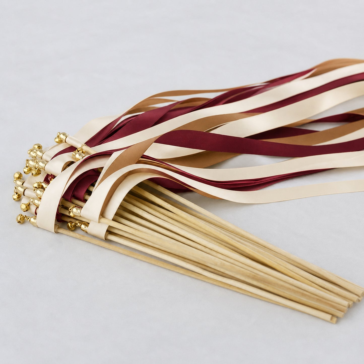 Ivory, Burgundy and Toffee Handmade Ribbon Wands - Burgundy Toffee Wedding Send-Off