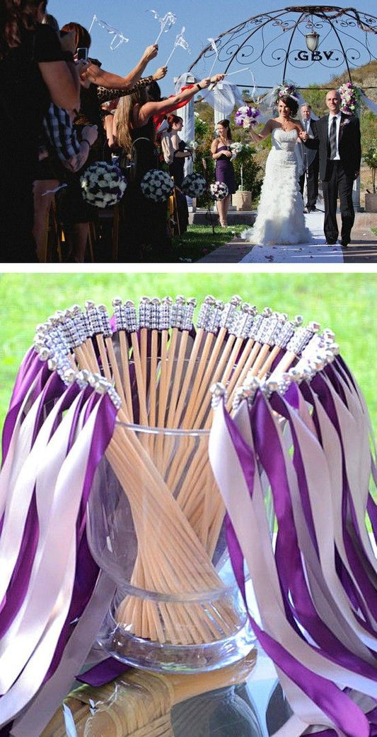 Purple and Lavender Wedding Ribbon Wands for Ceremony Exit