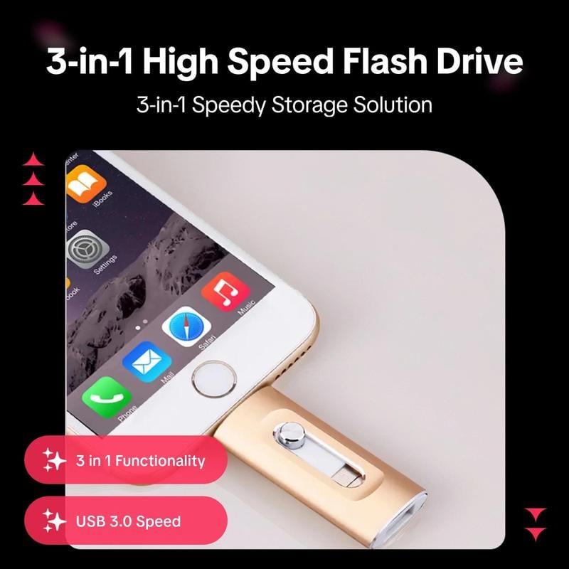 3-in-1 High Speed USB 3.0 OTG Flash Drive for Phones & PC