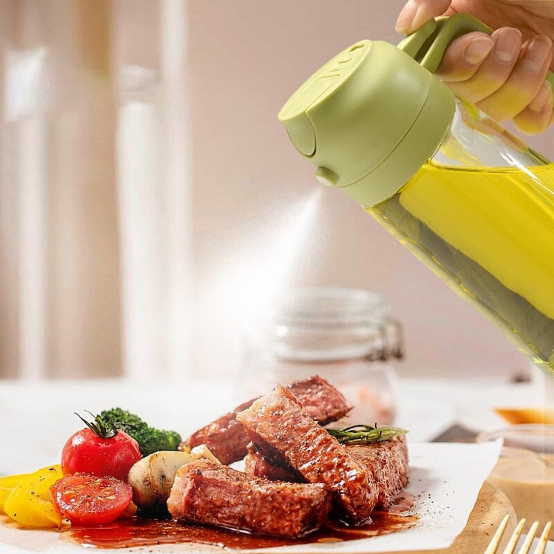 Dual-Function Glass Oil Dispenser and Sprayer for Kitchen Applications
