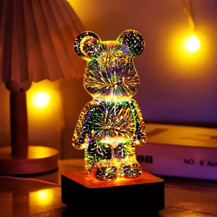 Galaxy Starlight Bear Lamp with 3D Fireworks Effect