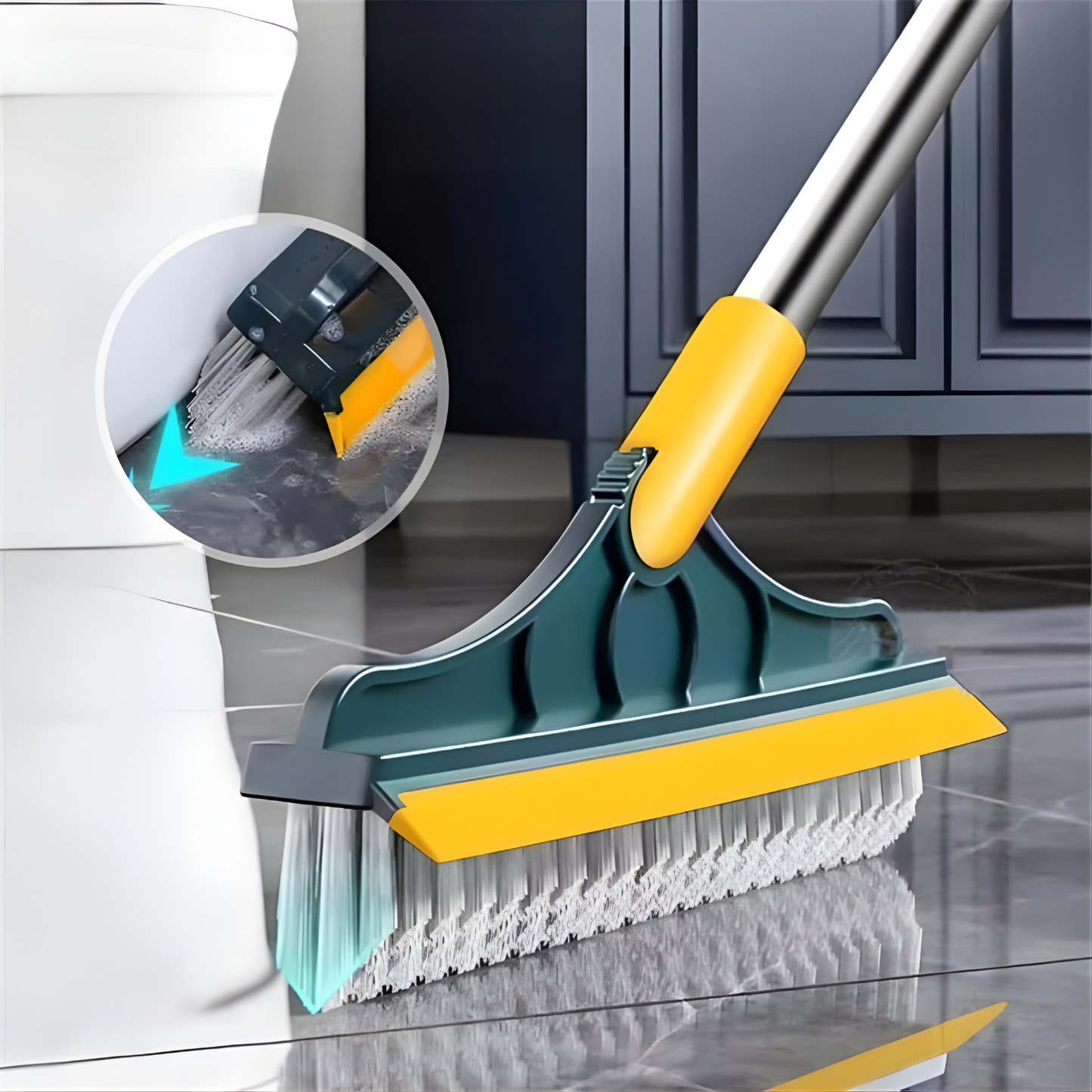 Multi-Surface Cleaning Brush with Long Handle for Floors & Tiles