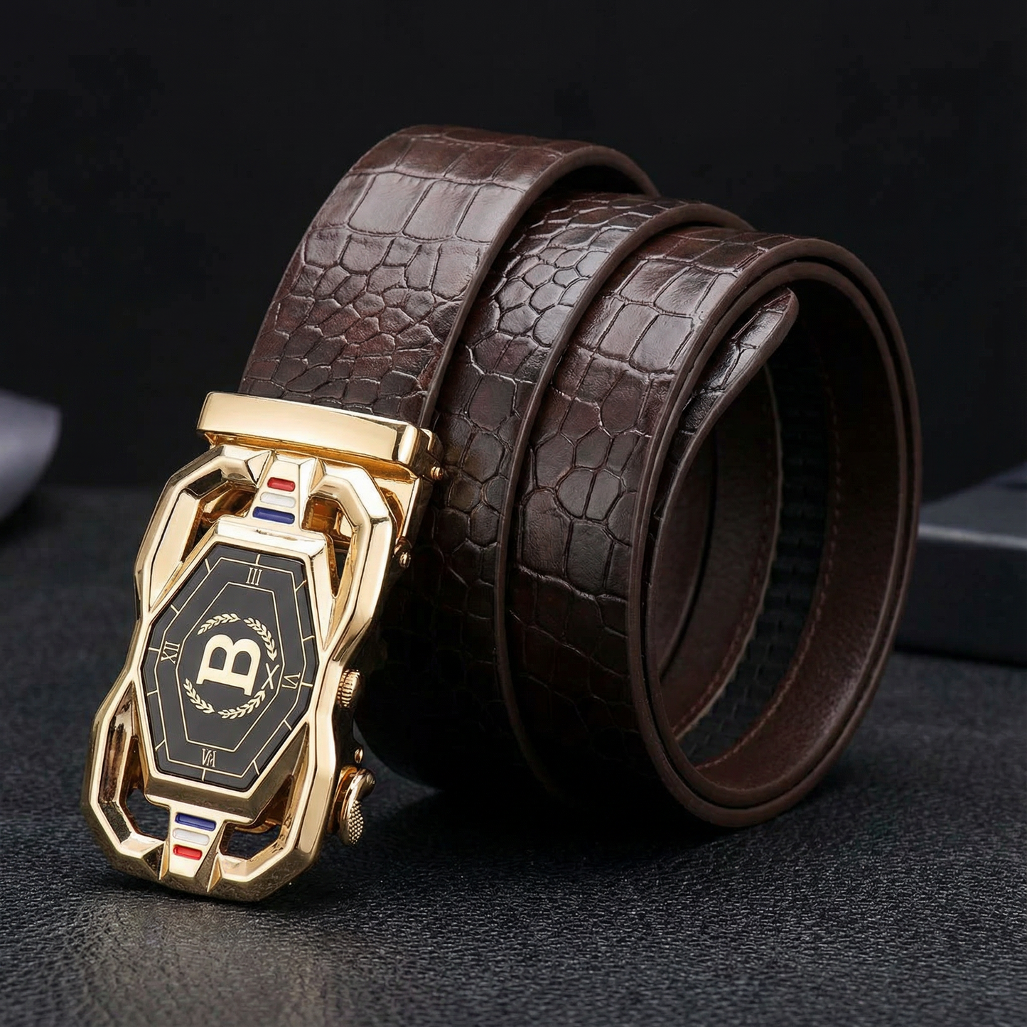 Beltoni™ Crocodile Leather Belt with Auto Lock Buckle