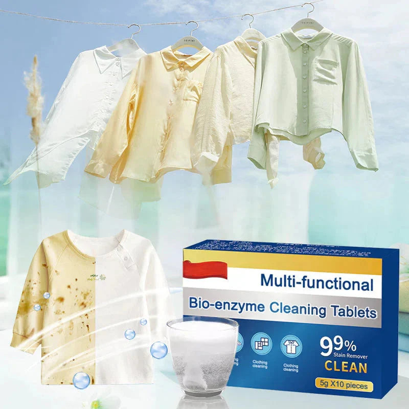 Bio Enzyme Cleaning Tablets | Eliminates Stains, Grease, Odors | Suitable for Textiles and Surfaces | SensoClean