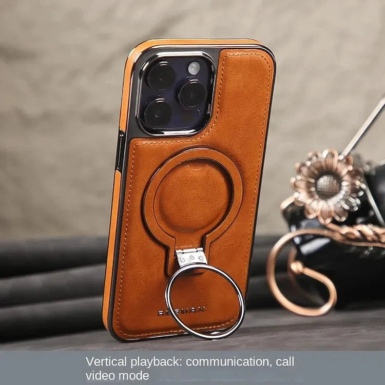 iPhone LuxeLeather Metal Stand Case