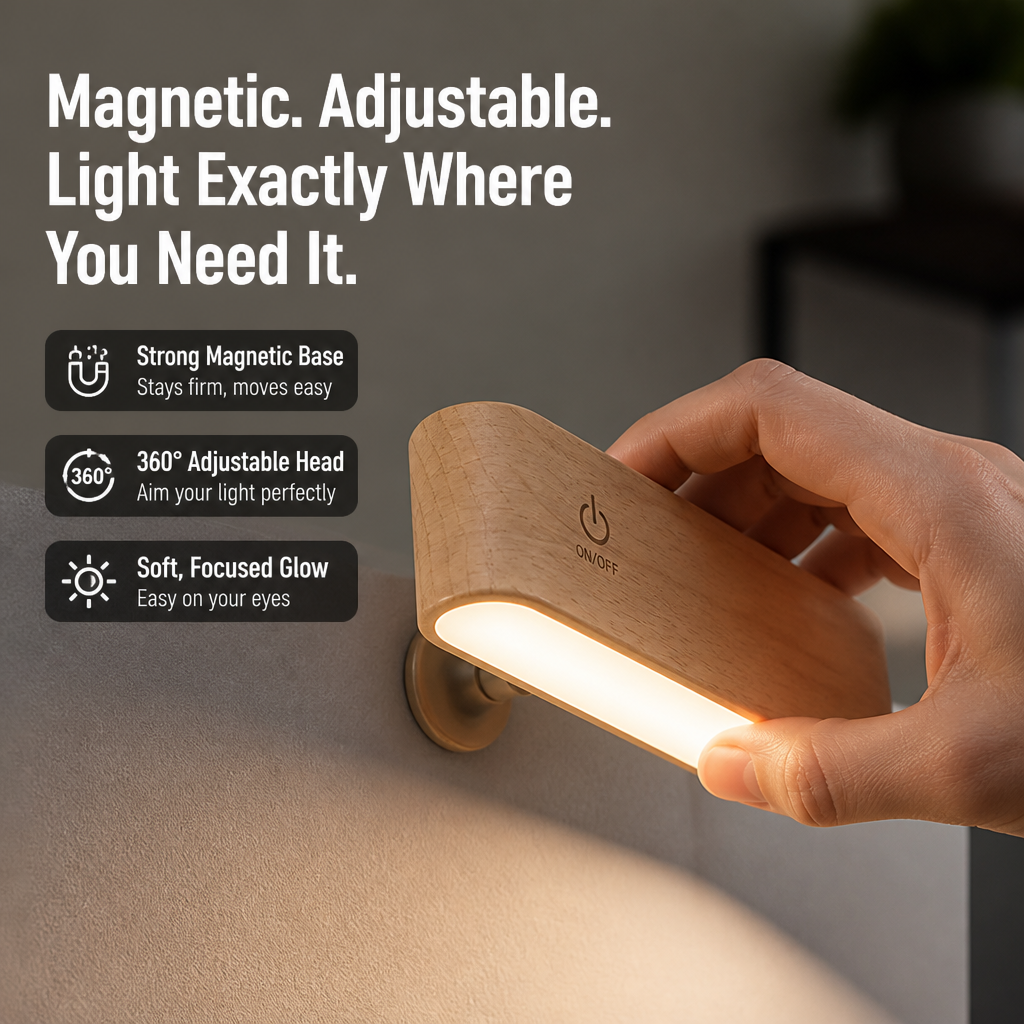 VeloLumina — Mount a Cordless Reading Light Anywhere and Aim Your Glow in Seconds