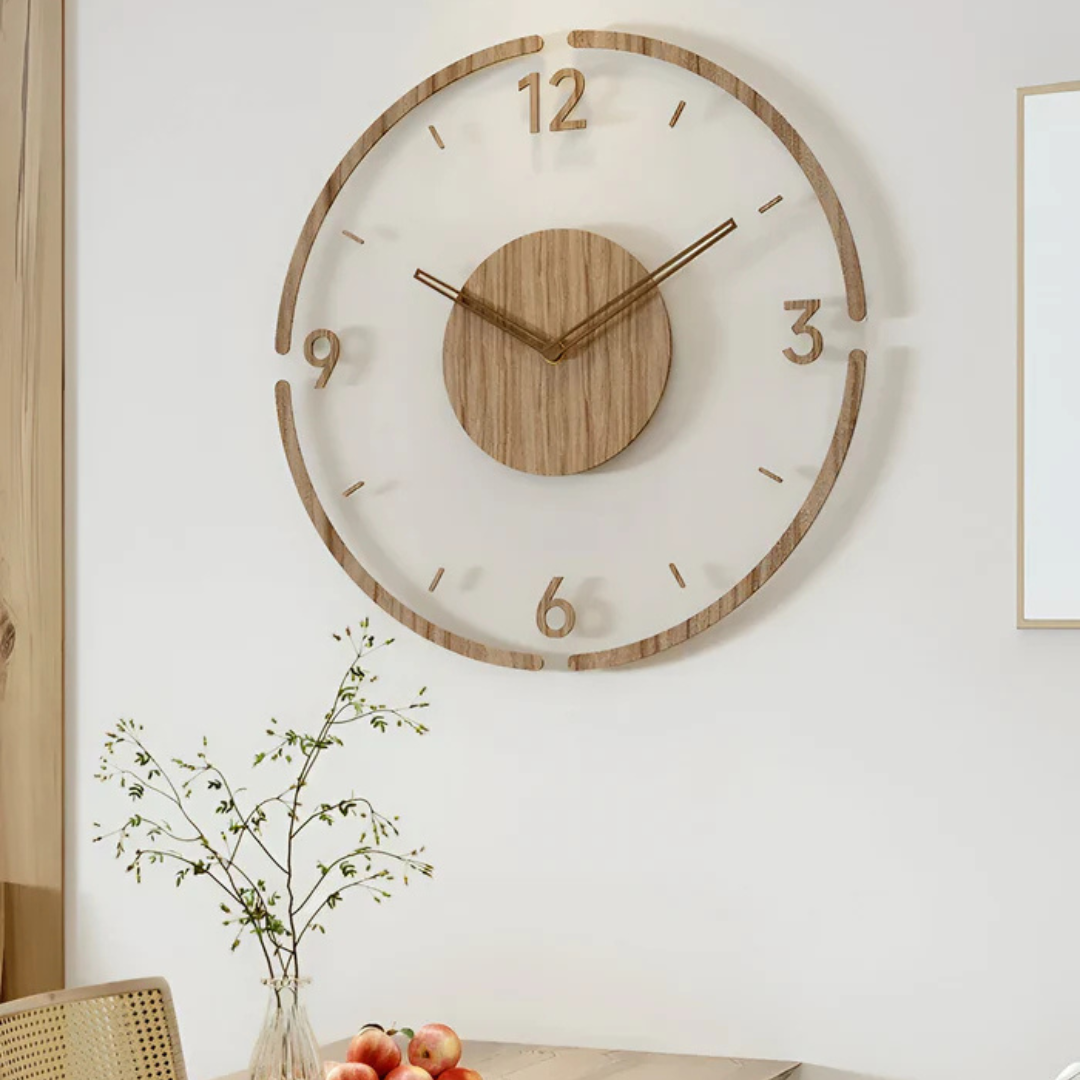 Contemporary Silent Wall Clock 30 cm in Acrylic and Wood