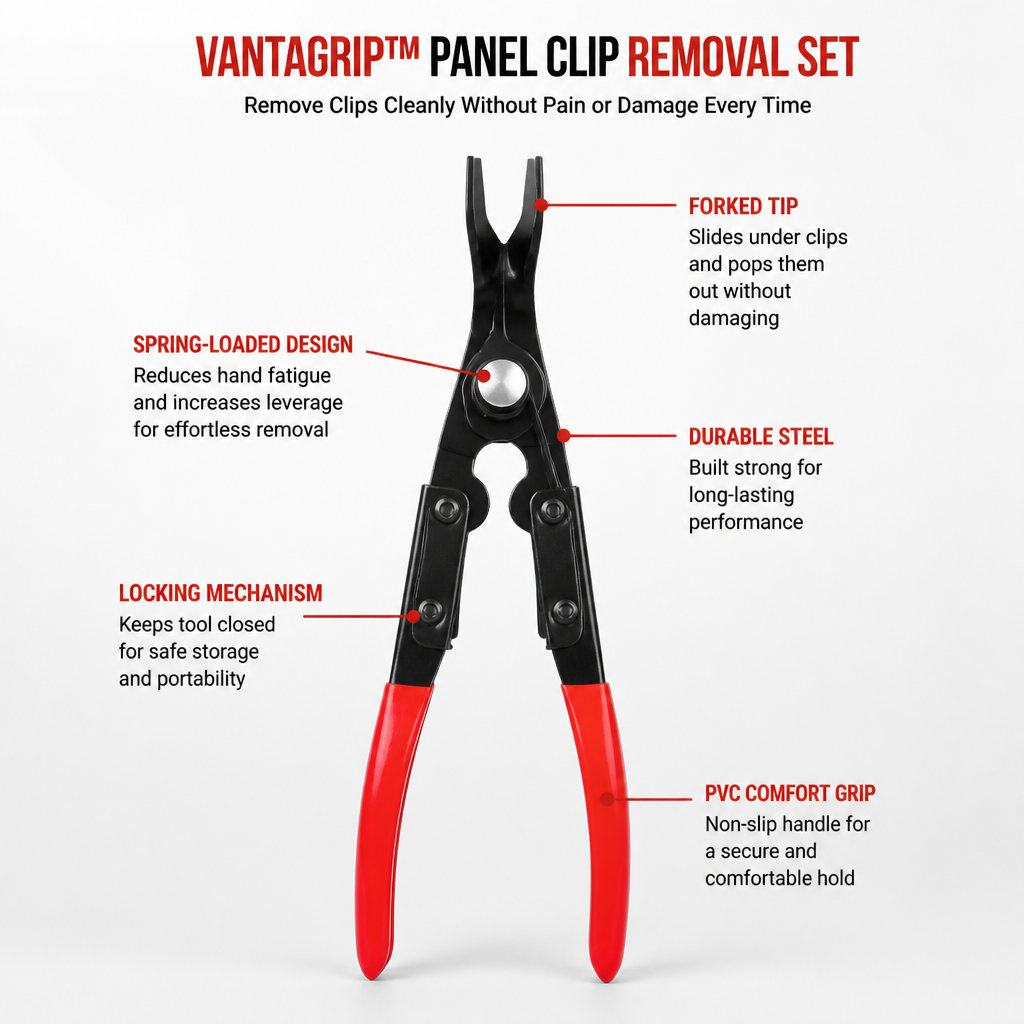 VantaGrip Panel Clip Removal Set — Remove Clips Cleanly Without Pain or Damage Every Time