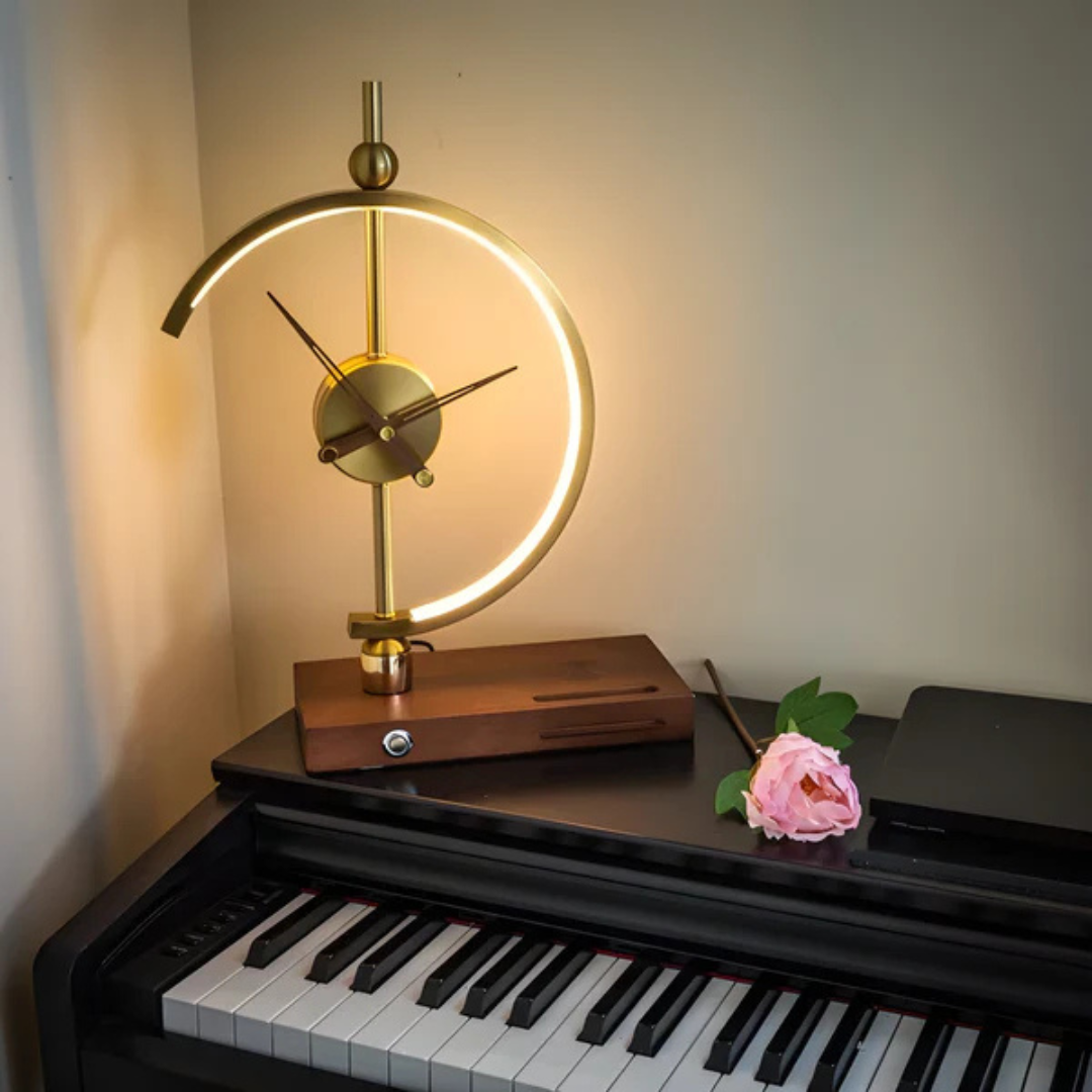 LED Nightstand Lamp with Clock - Elegant Design for Bedrooms