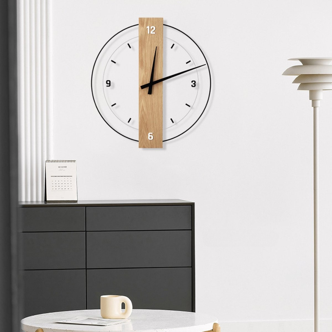Large Quiet Wooden Wall Clock for Living Room Decor