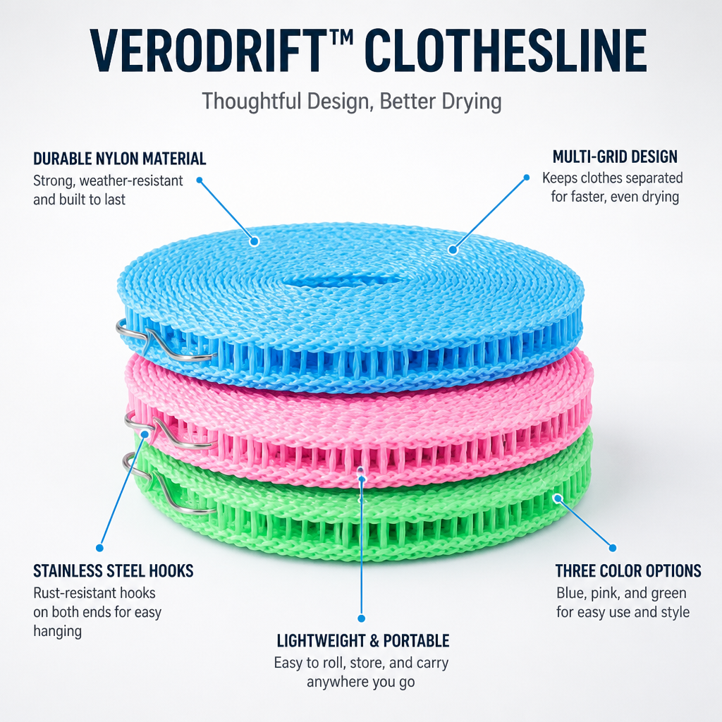 VeroDrift — Lock Your Laundry Tight for Faster, Windproof Drying Anywhere