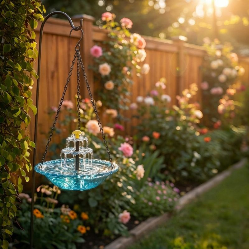 Bower – Solar Cascade Hanging Bird Bath Fountain + 50% OFF