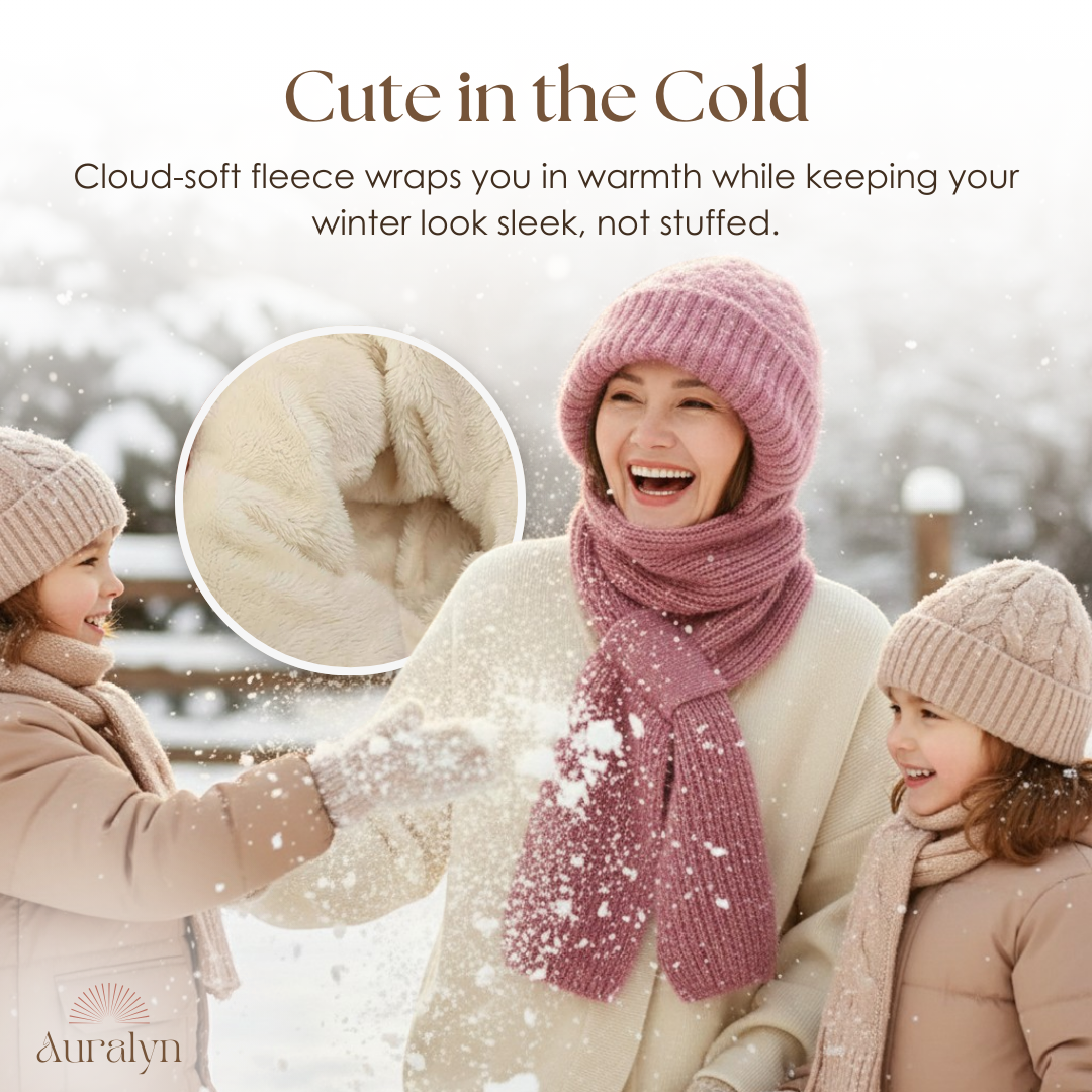 Auralyn™ – Women's Fleece-lined Knitted Hat Scarf (30% Off)