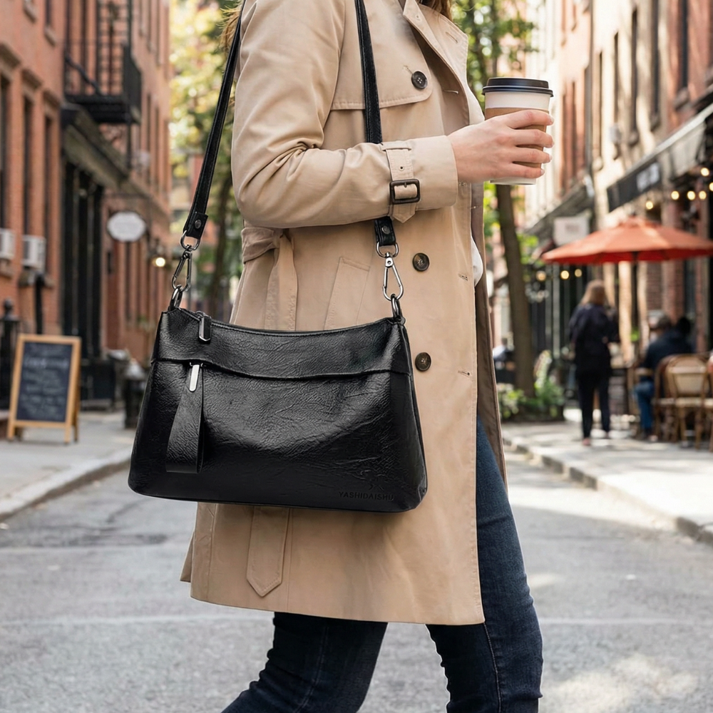 Carria™- Soft Leather Crossbody With 3 Compartments