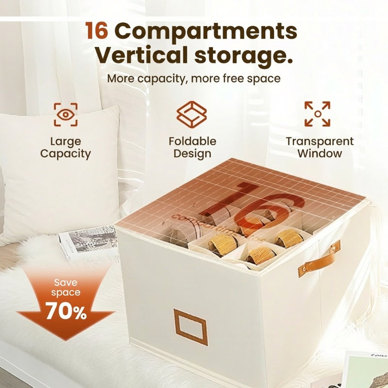 Foldable Fabric Shoe Storage Box with Lid