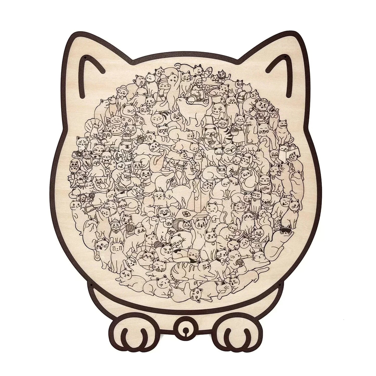 Kitty-Clique Wooden Puzzle – Cat-Shaped Relaxing Challenge