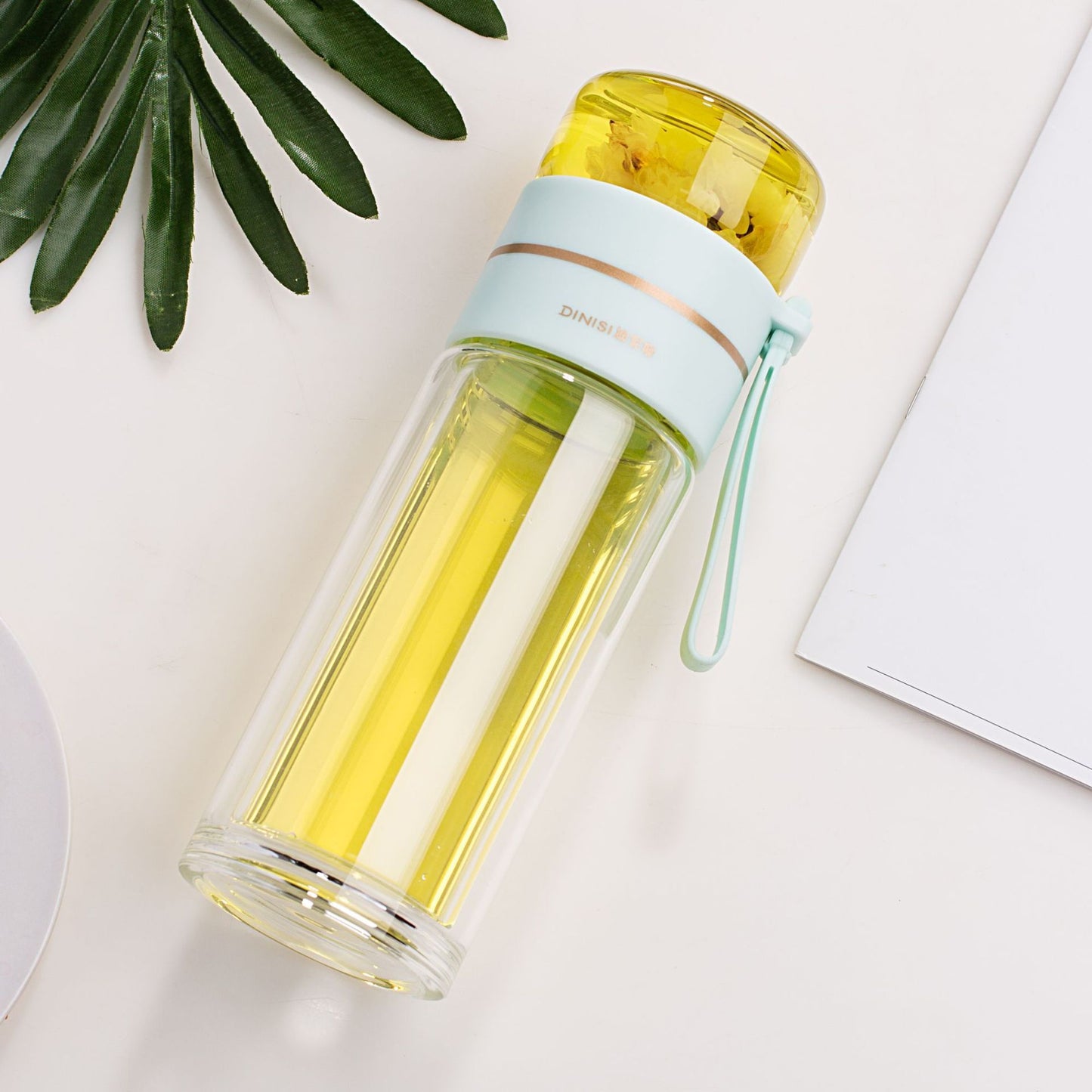 Insulated Reusable Water Bottle with Built-in Tea Infuser for Hot & Cold Beverages