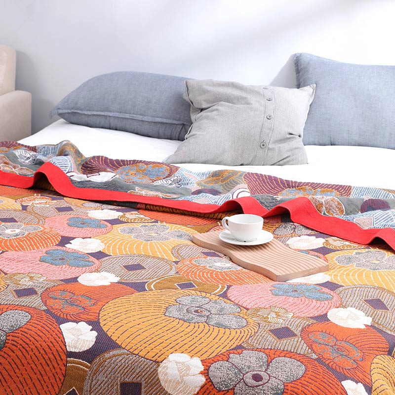 Ownkoti Colorful Persimmon Cotton Gauze Reversible Quilt - image 4