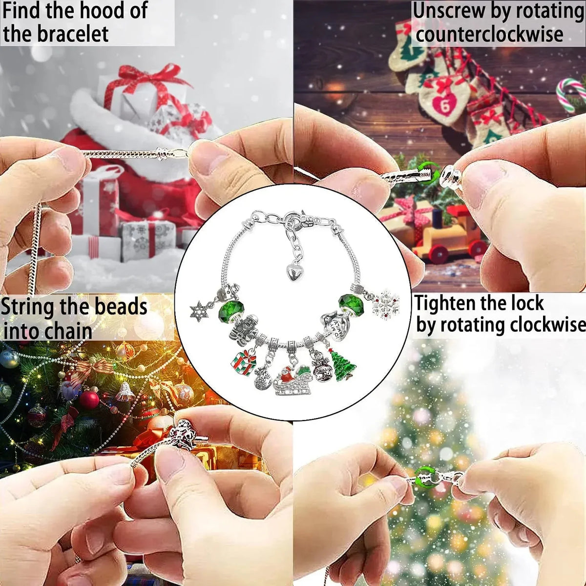 FestiveBracelet™ Charm-Filled Countdown Advent Calendar | 24-Day Holiday Charm Surprise