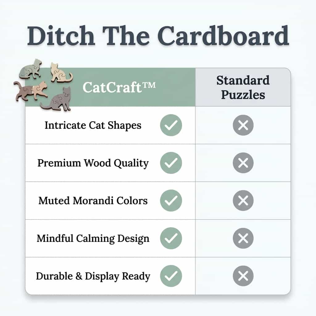 Premium Wooden Cat Puzzle for Mindful Relaxation