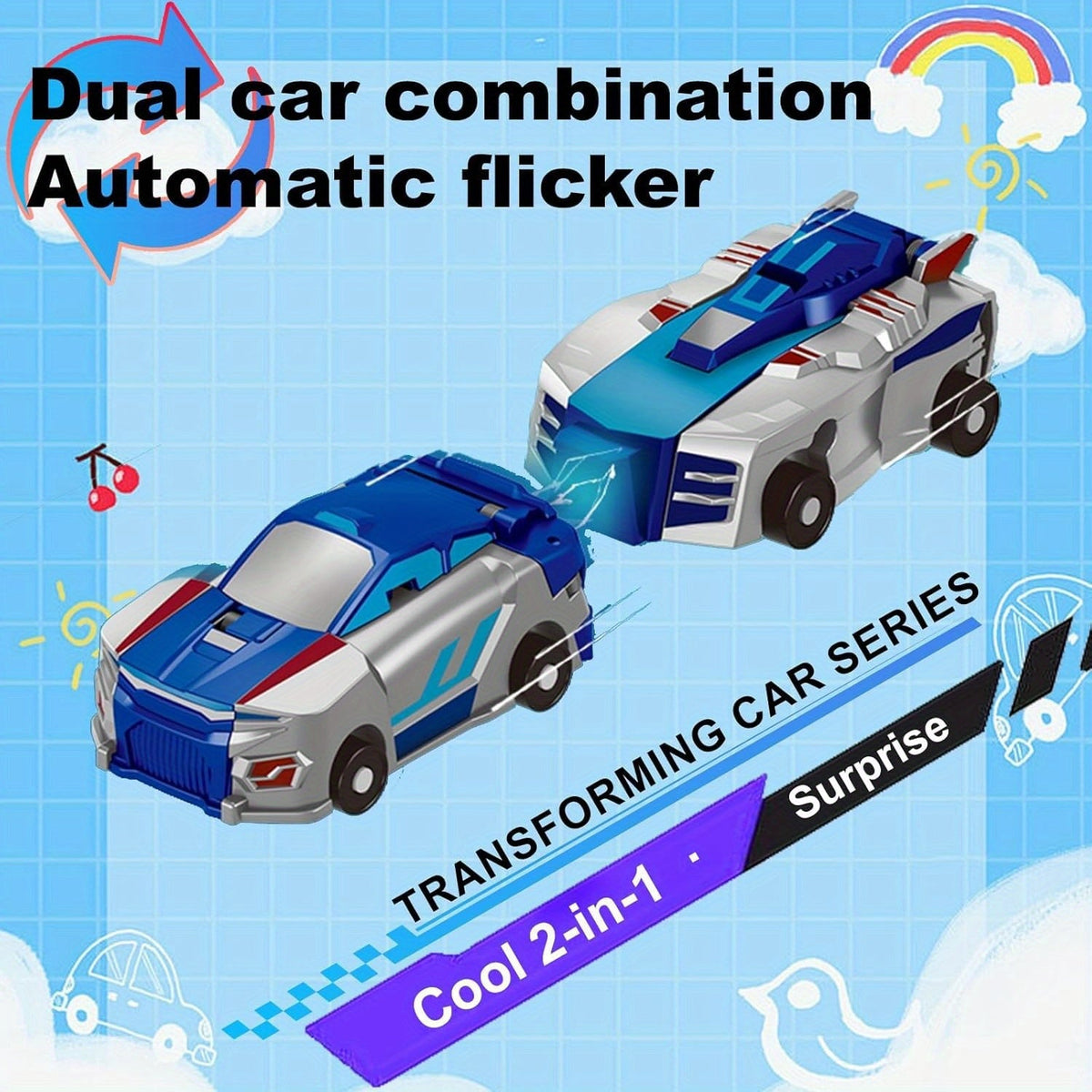 2-in-1 Transforming Race Car Dinosaur Automatic Transforming Toy