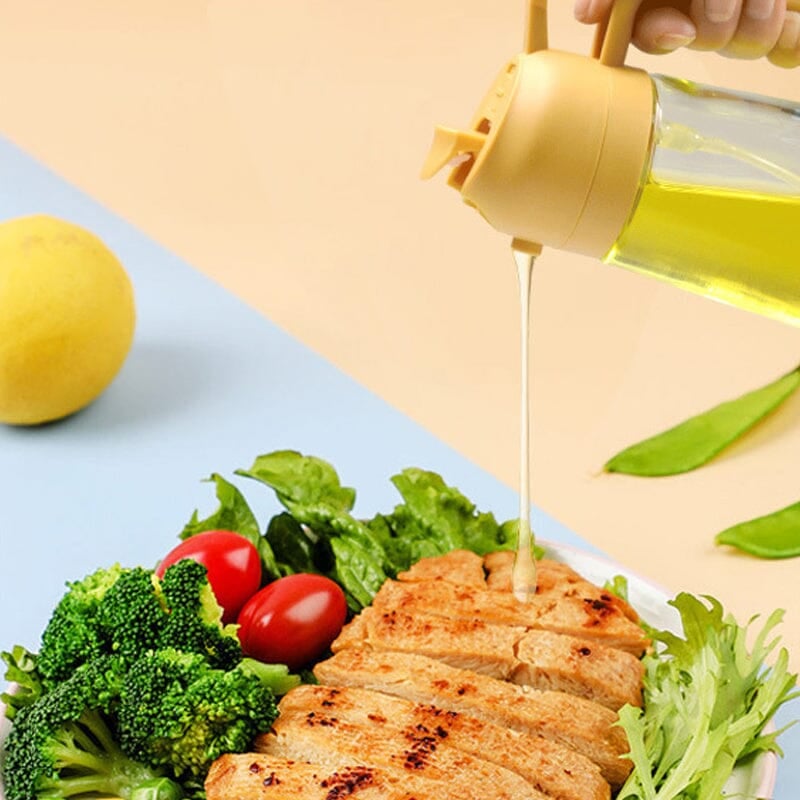 Dual-Function Glass Oil Dispenser and Sprayer for Kitchen Applications