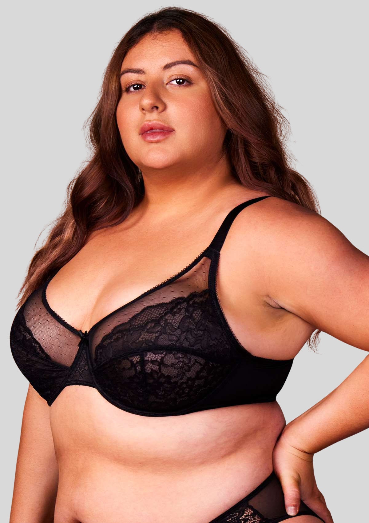 CurveLuxe — Lace Support Bra with Adjustable Straps