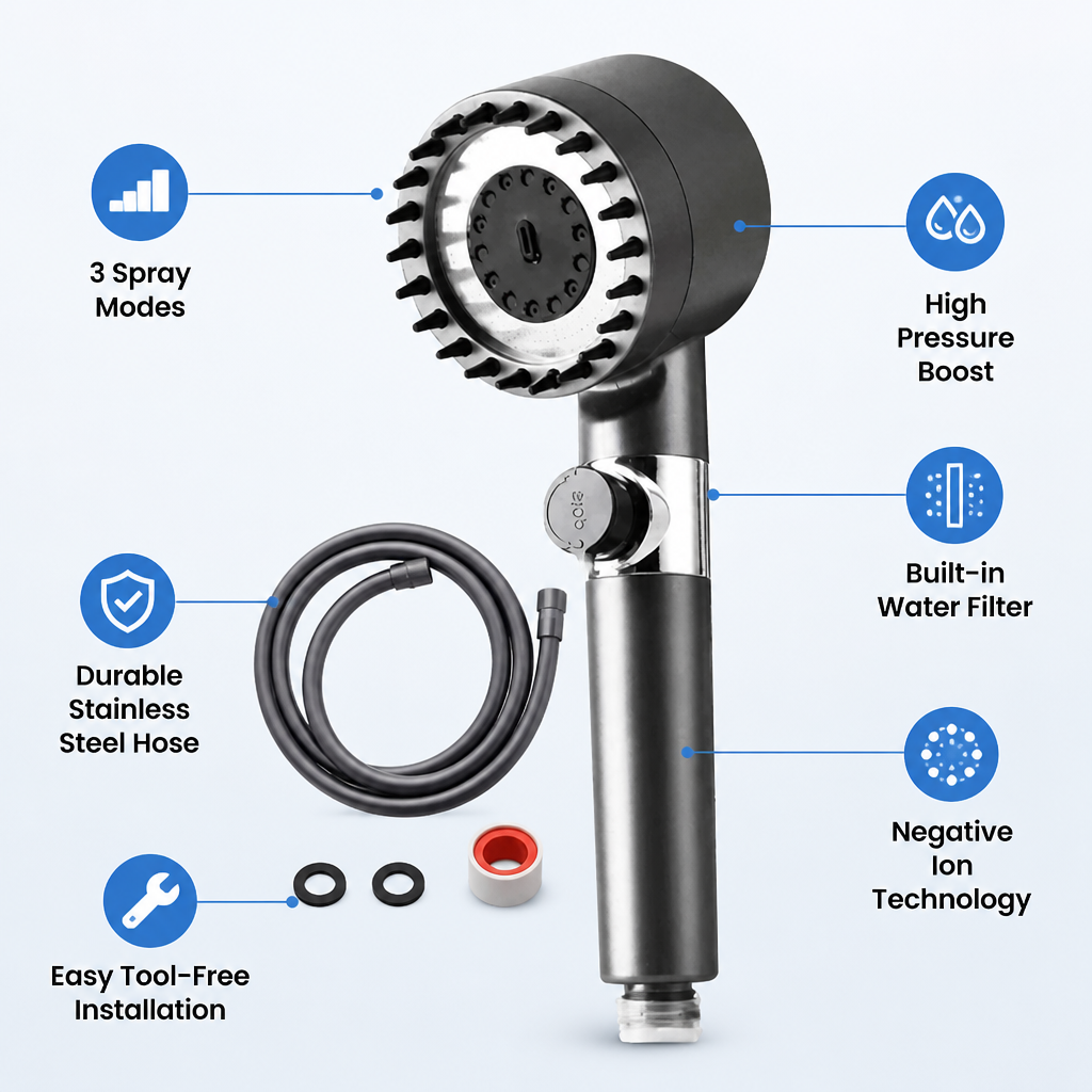 AquaVita 4-in-1 Shower Head — Transform Your Shower Into a Revitalizing Spa Escape Every Day