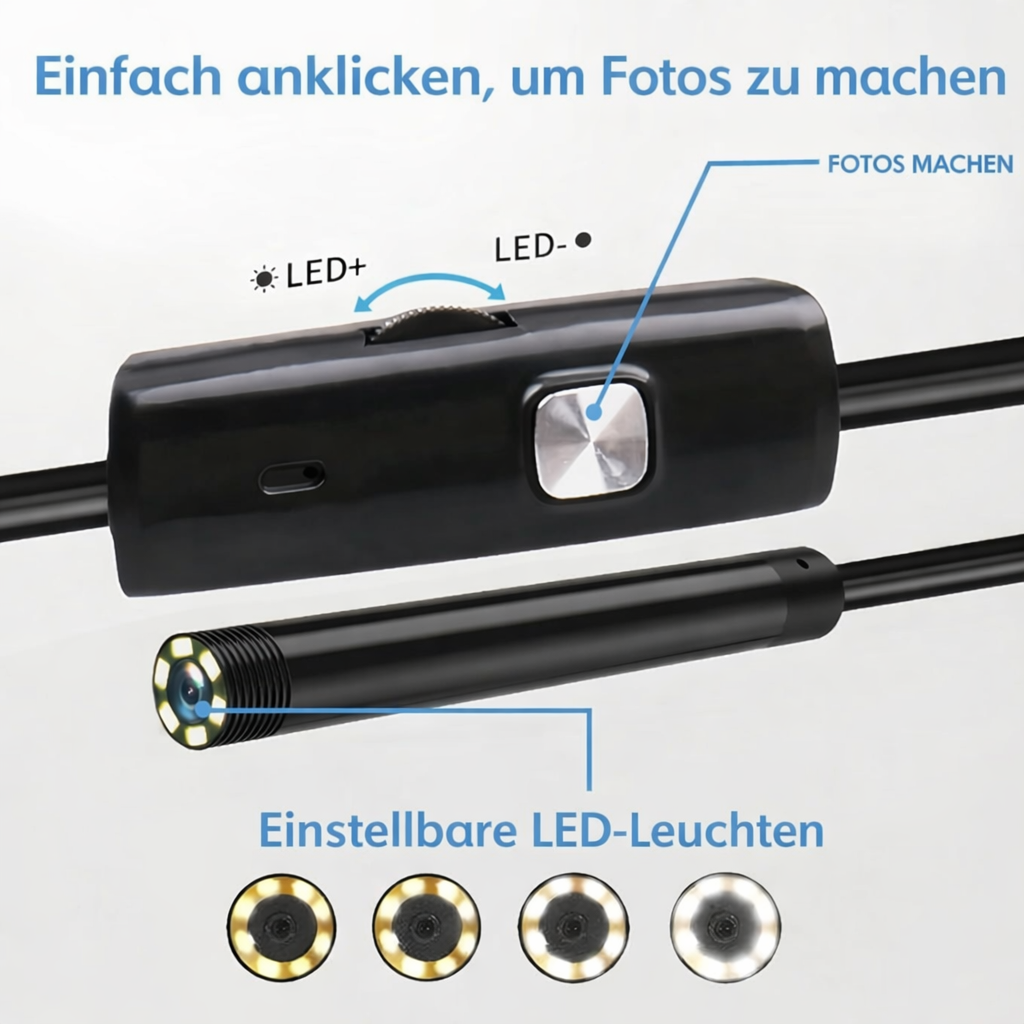Endoscope Lens | Waterproof Inspection Scope | HD Imaging with LED Illumination | ScopeMate