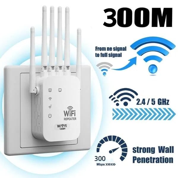 6-Antenna Dual Band WiFi Extender Booster for Home & Gaming