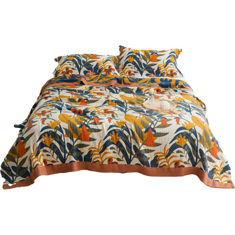 Ownkoti Goldenrod Flower Printed Reversible Cotton Quilt - image 8
