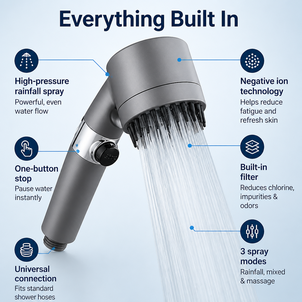 AquaVita 4-in-1 Shower Head — Transform Your Shower Into a Revitalizing Spa Escape Every Day
