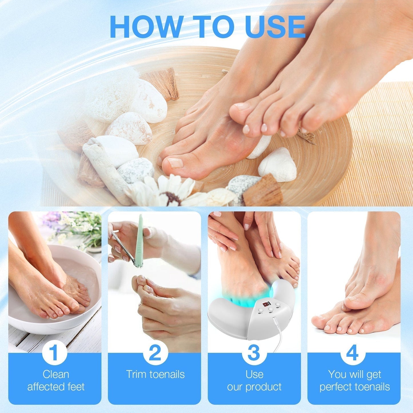Home Device for Treating Nail Fungus on Multiple Toenails