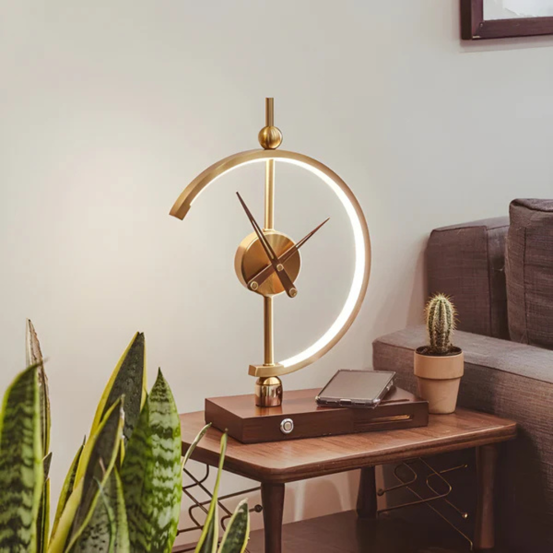 LED Nightstand Lamp with Clock - Elegant Design for Bedrooms